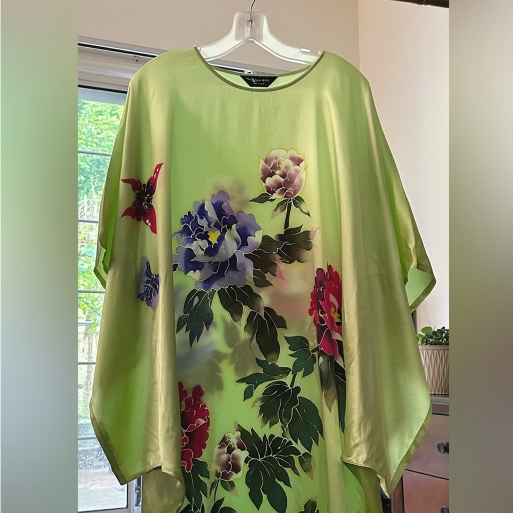Floral Silk Poncho Top